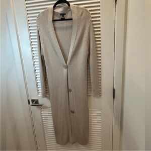 Massimo Dutti Cream Tan Long Cardigan